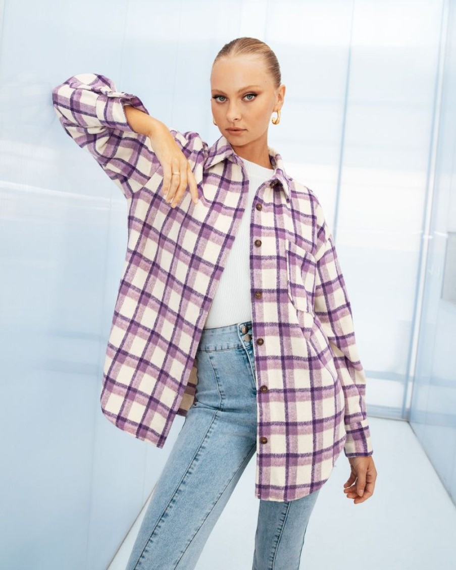 Jackets & Knitwear Paper Heart | South West Shirt Lilac