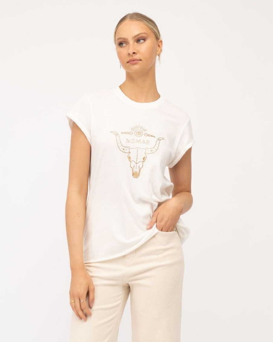 Tops Paper Heart | Nomad Bull Tee | White