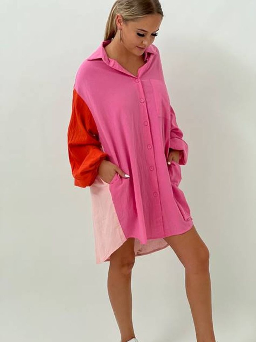 Tops Paper Heart | Mash Up Shirtdress Pink